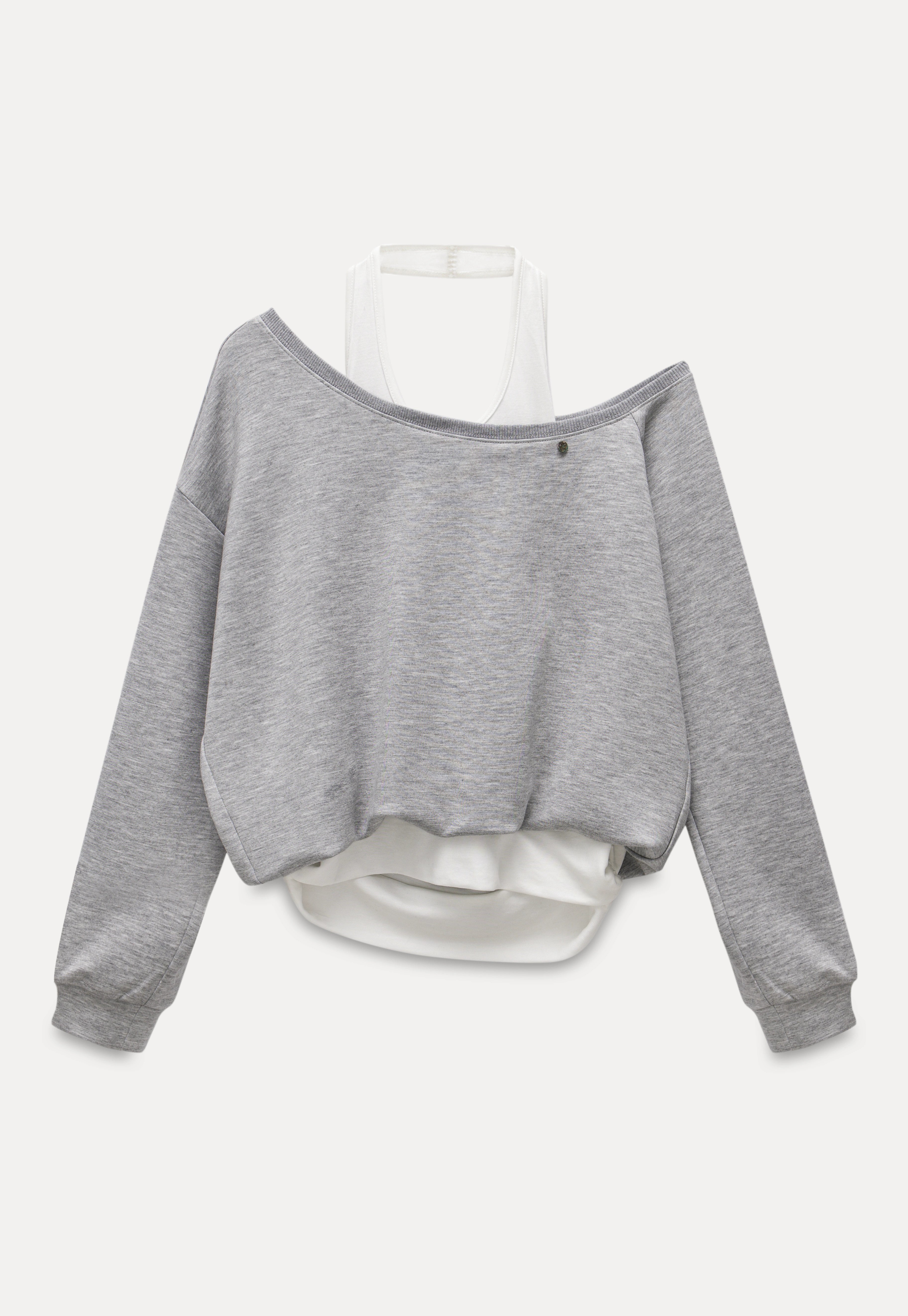 Off-Shoulder Sweatshirt with Built-in Tank Top – EGGKA