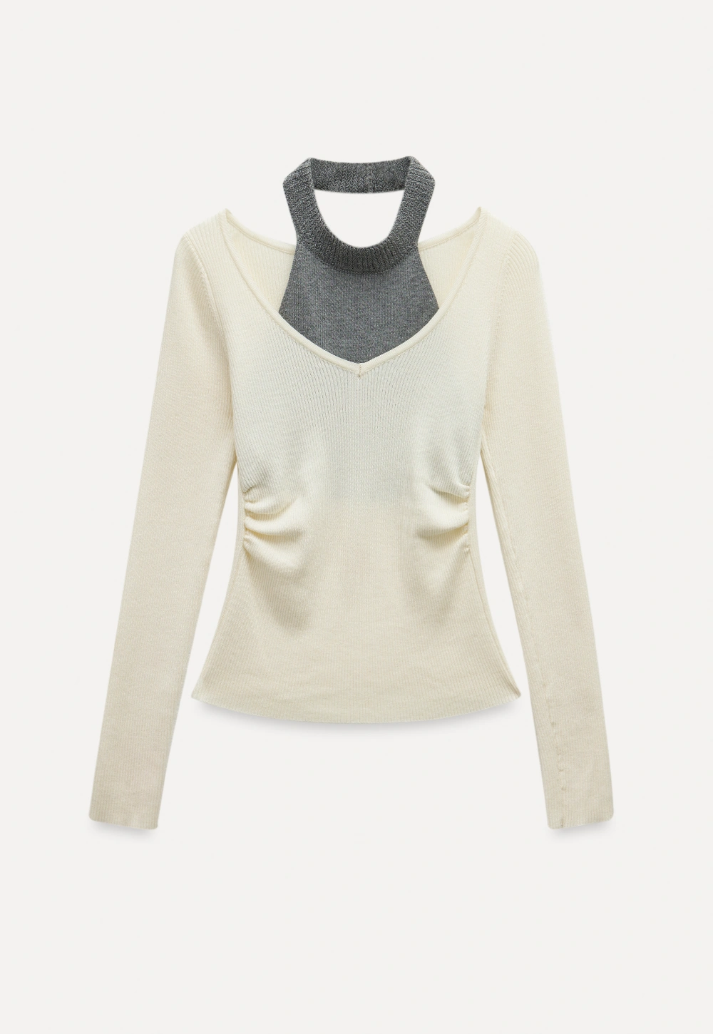 Women Cut Out High Neck Knit Pullover Slim Fit