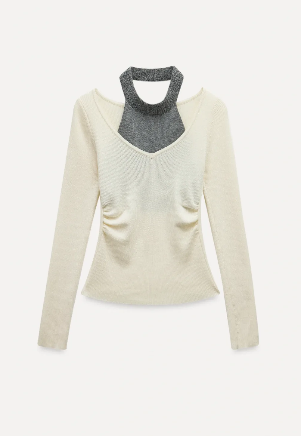 Women Cut Out High Neck Knit Pullover Slim Fit