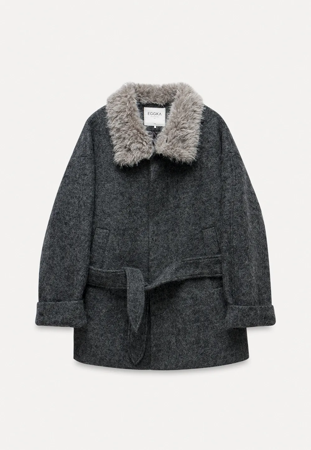 Women Cozy Faux Fur Lapel Wool Coat
