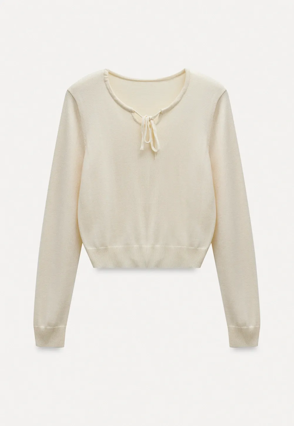 Women Sweet Style Bow Tie Long Sleeve Knitwear