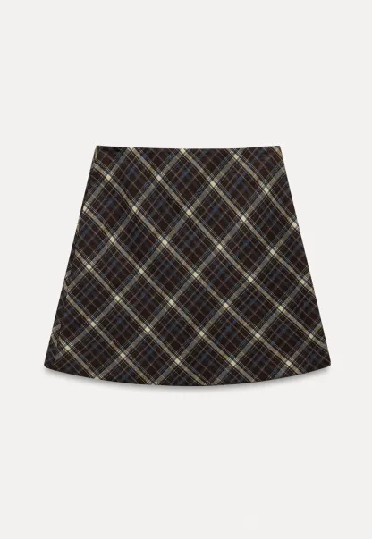 Women Vintage Check Short Skirt