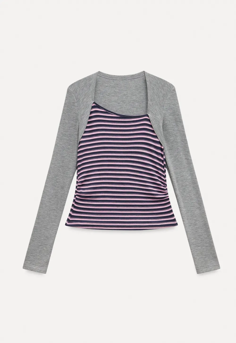 Striped Layered Shrug Top