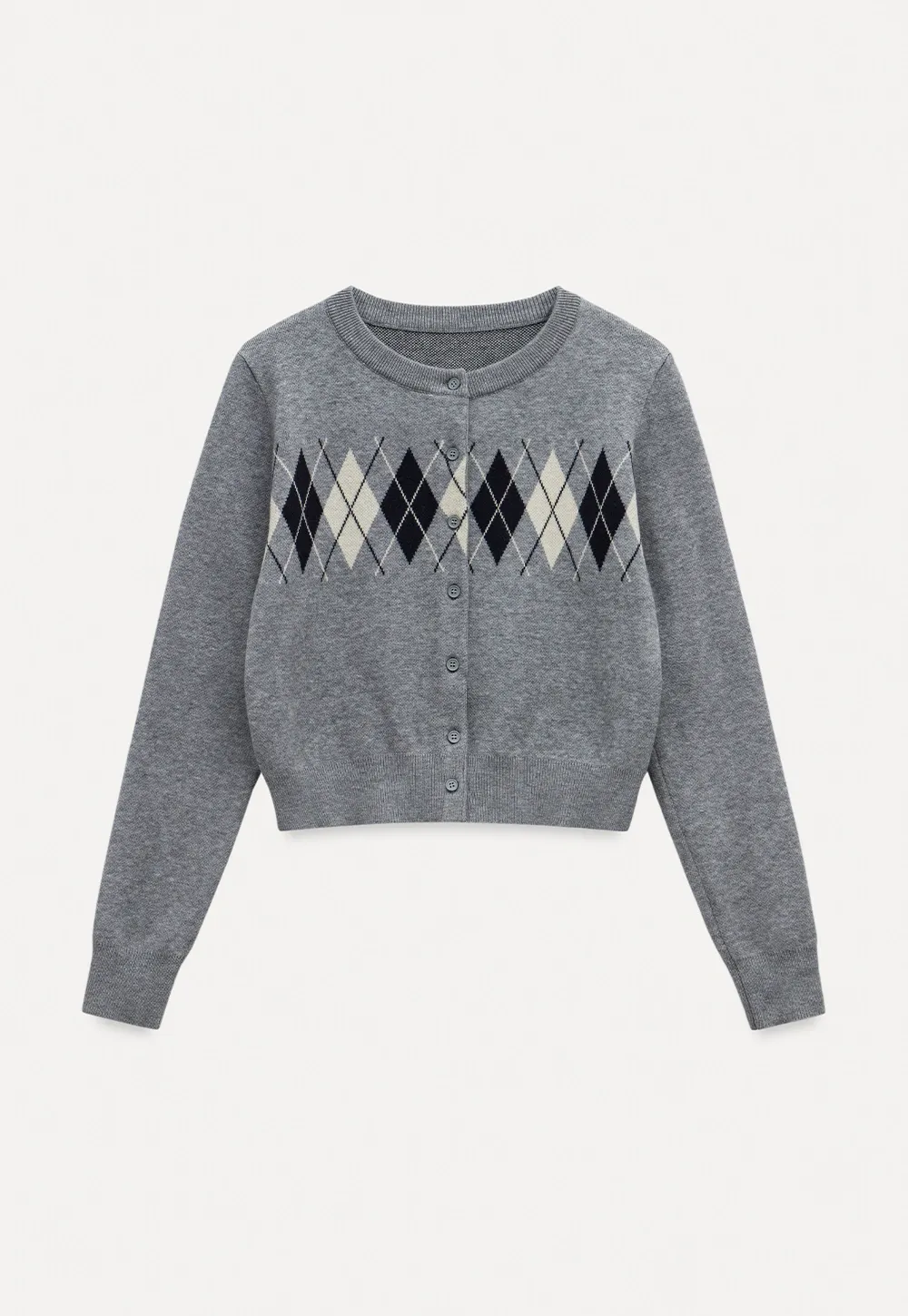 Women Vintage Argyle Pattern Knit Cardigan