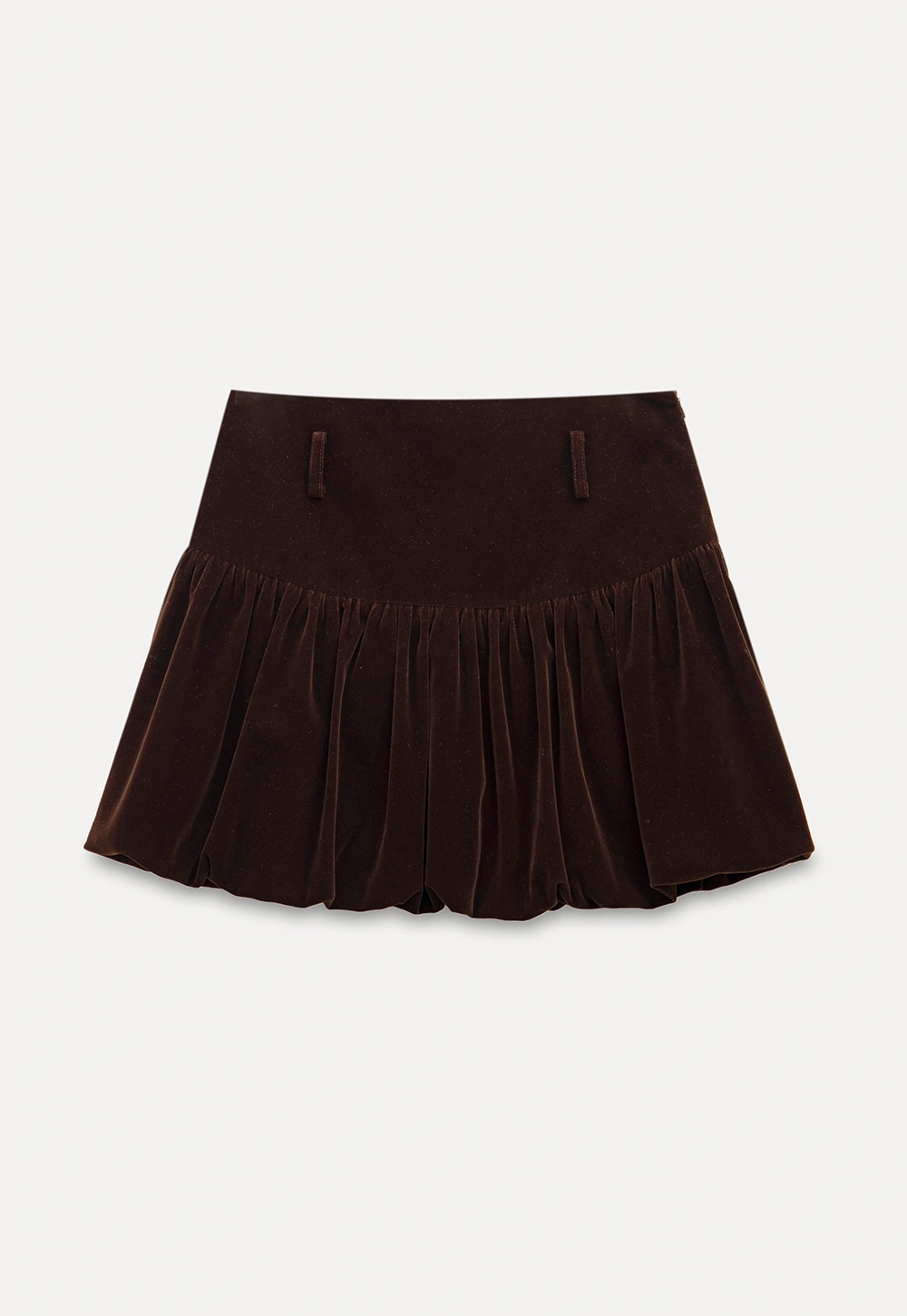 Women Velvet Bubble Hem Mini Skirt High Waist