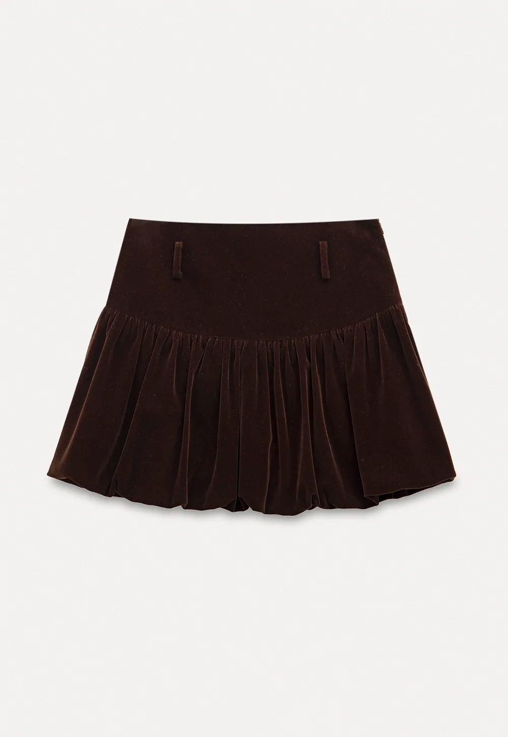 Women Velvet Bubble Hem Mini Skirt High Waist