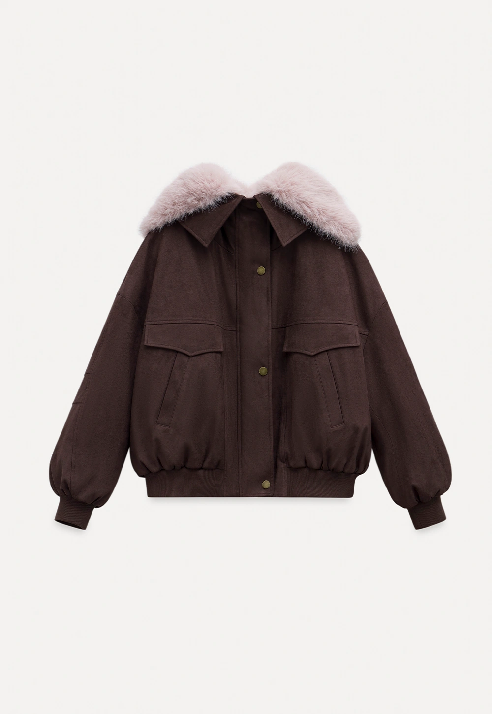 Women Fuzzy Collar Suede Jacket Warm Outerwear