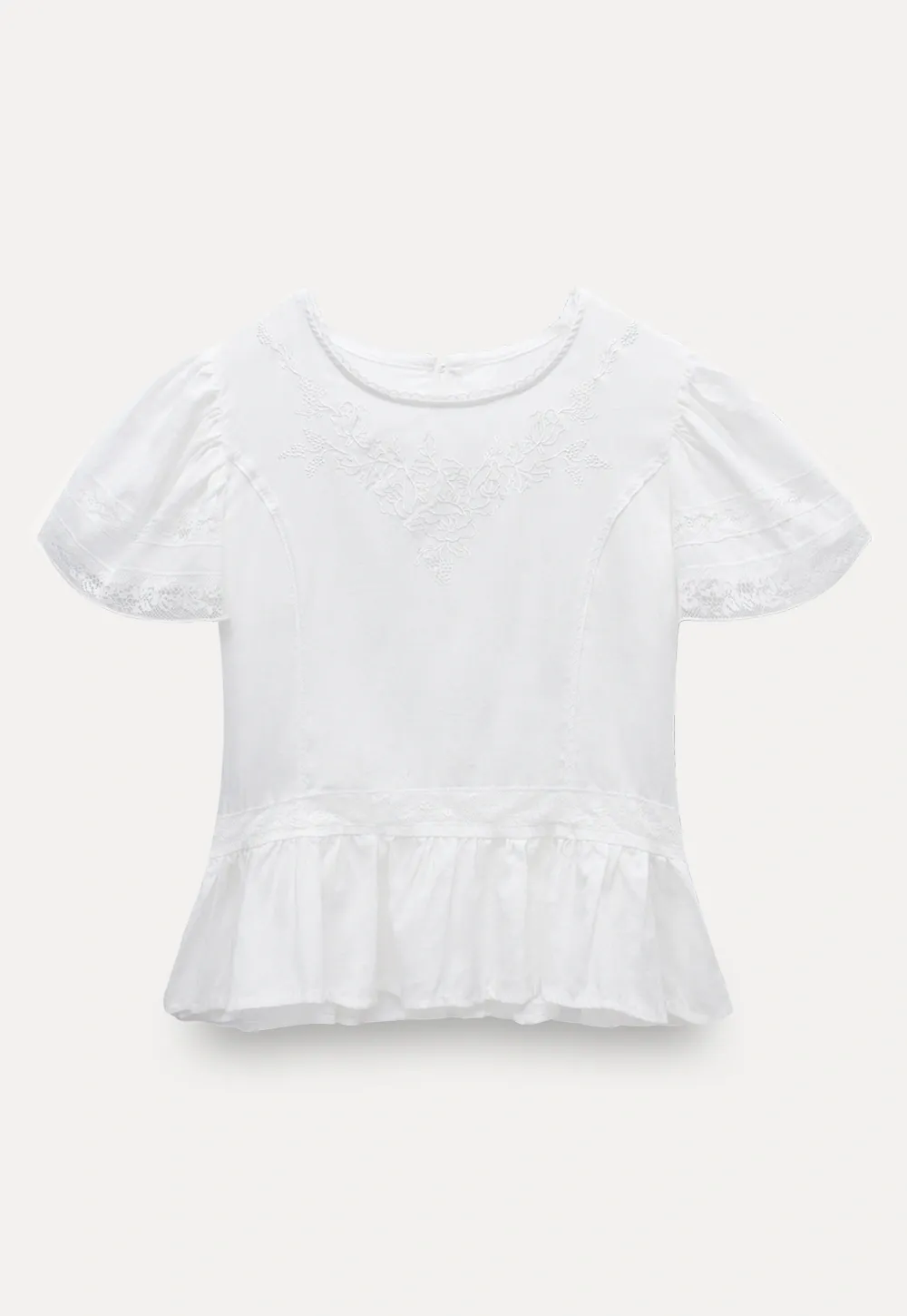 Puff Sleeve Victorian Short Sleeve Blouse