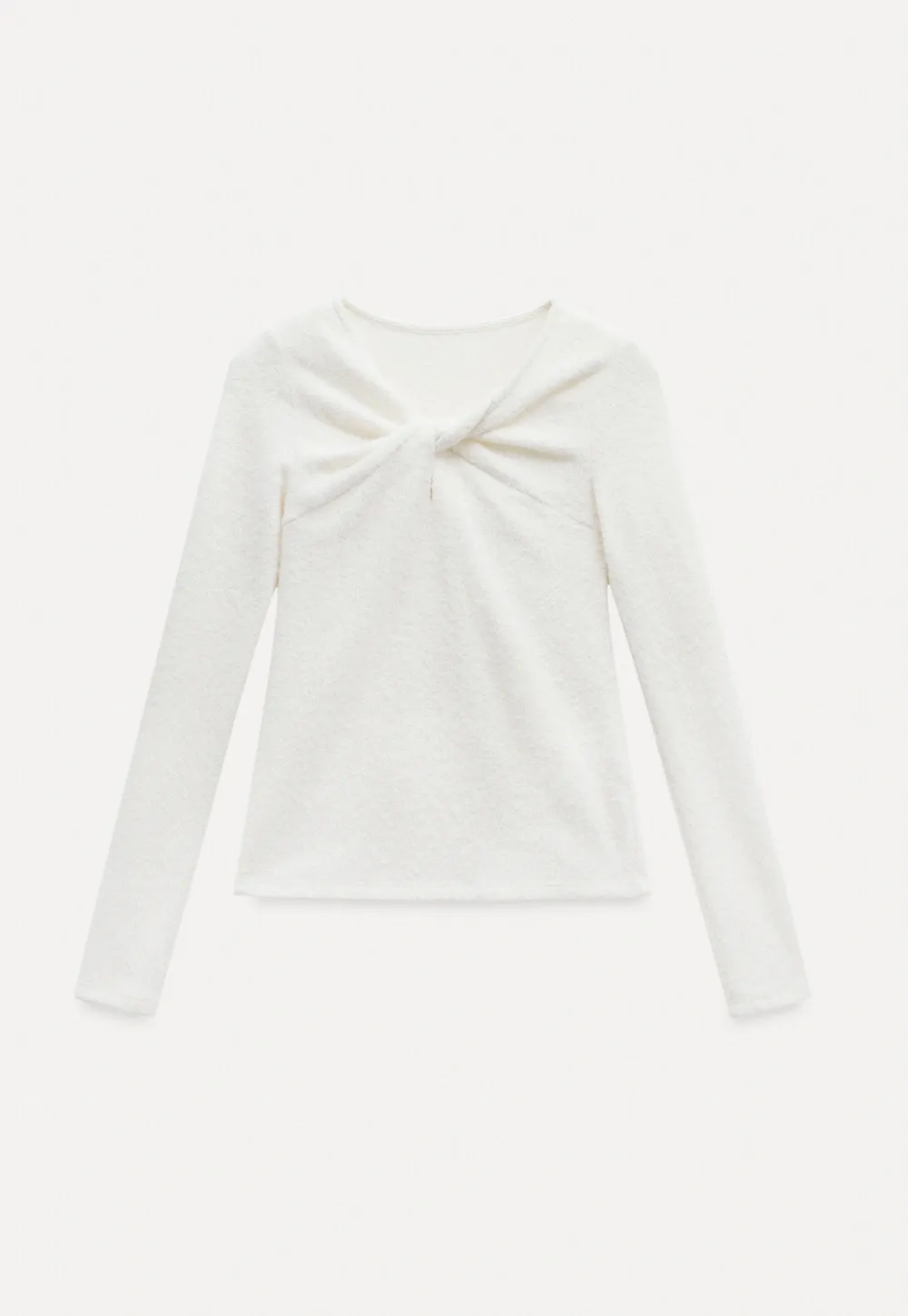 Women Soft Fluffy Knit Top Twist Front Long Sleeve