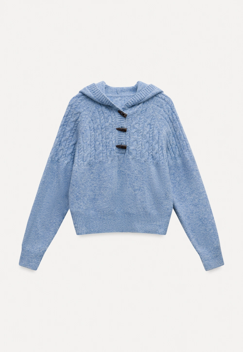 Women Winter Cable Knit Hooded Pullover