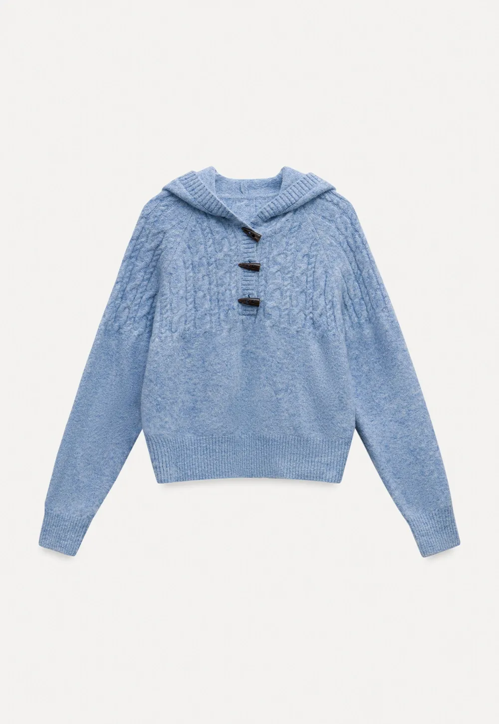 Women Winter Cable Knit Hooded Pullover