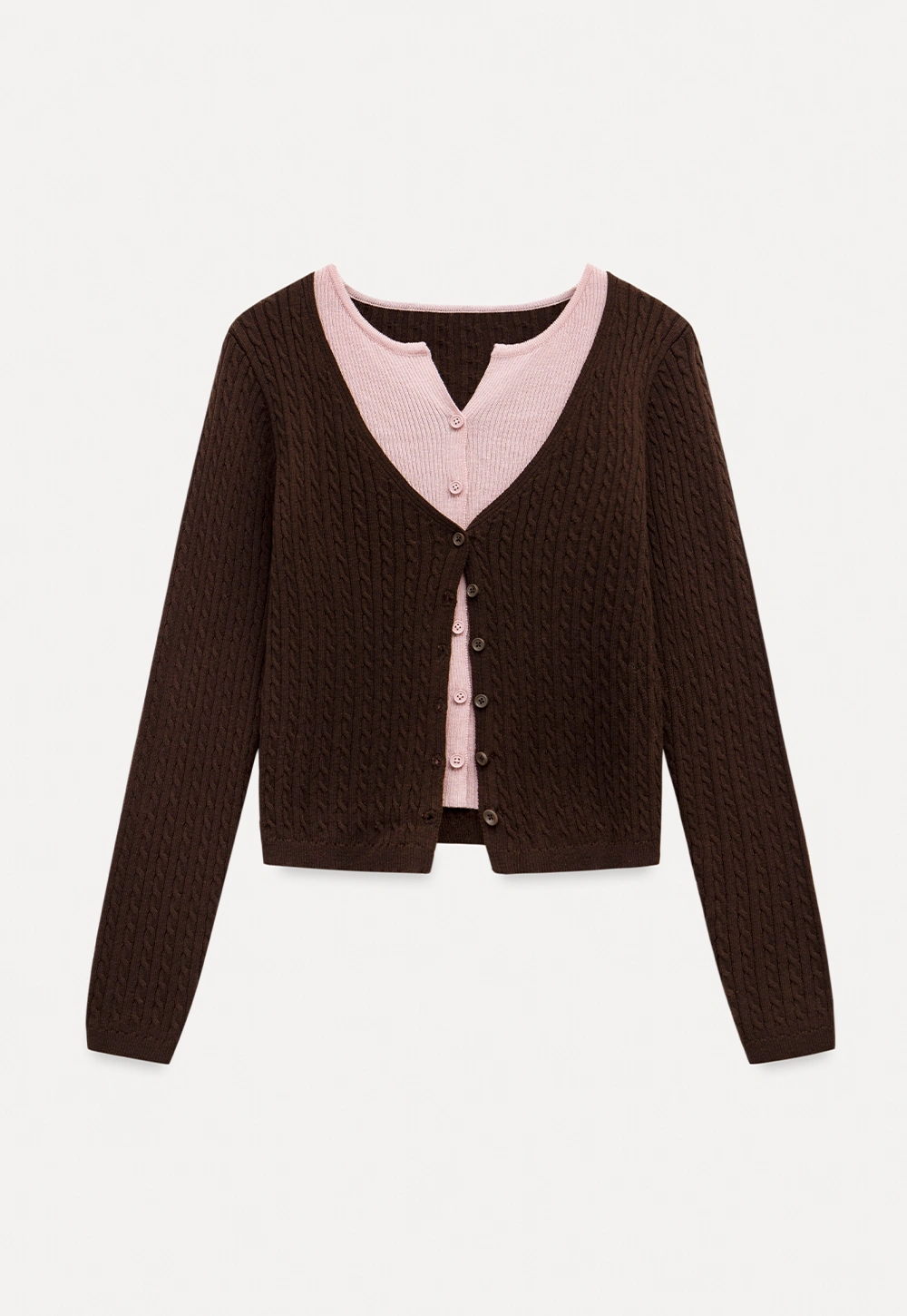 Two Tone Cable Knit Cardigan for Women