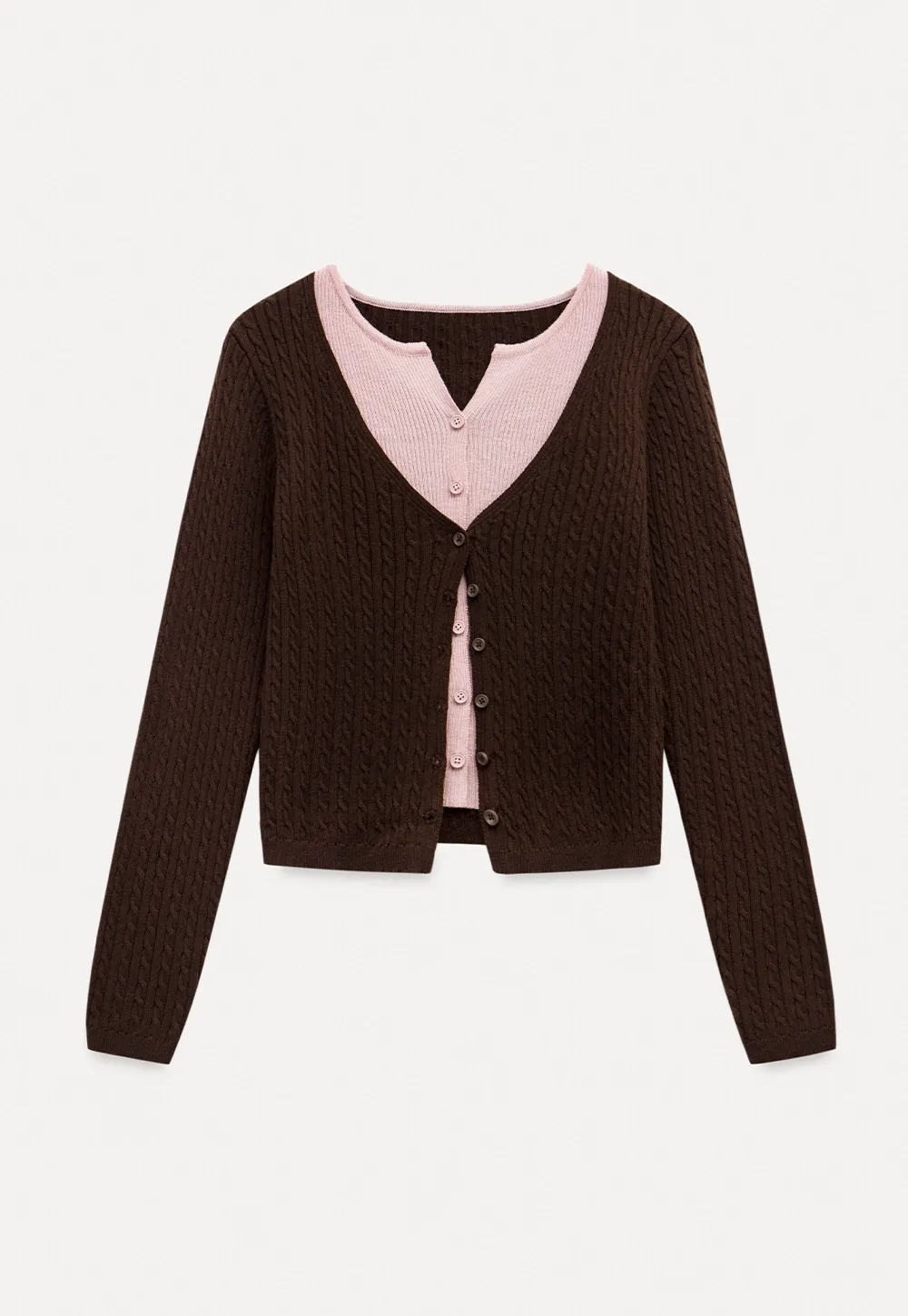 Two Tone Cable Knit Cardigan for Women