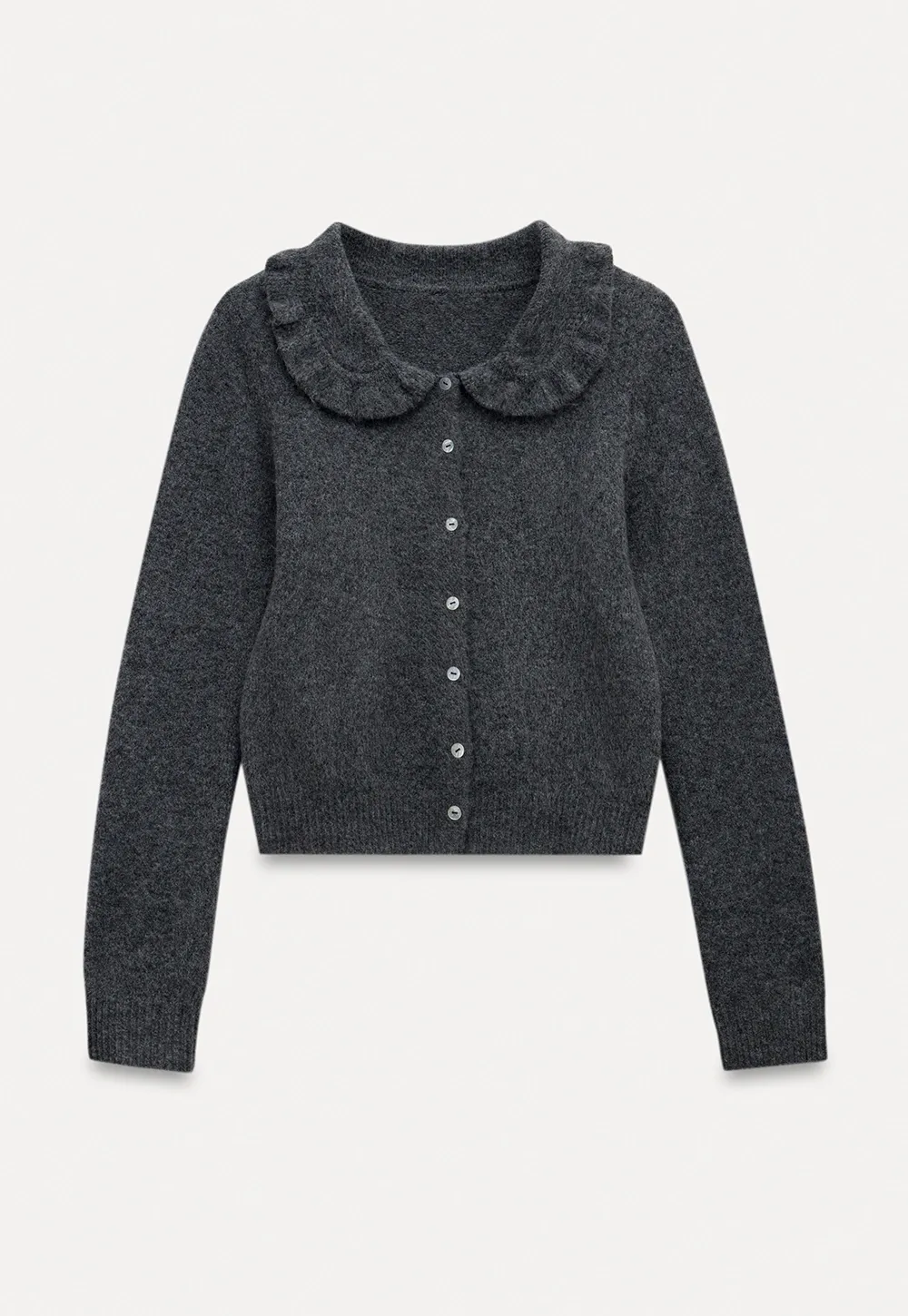 Vintage Ruffle Trim Short Knit Cardigan