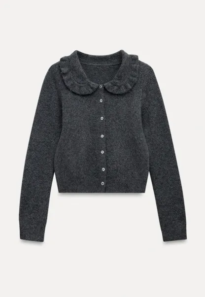 Vintage Ruffle Trim Short Knit Cardigan