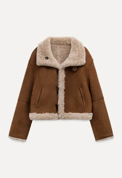 Dual-Wear Suede Patchwork Coat with Soft Teddy Fleece Lining