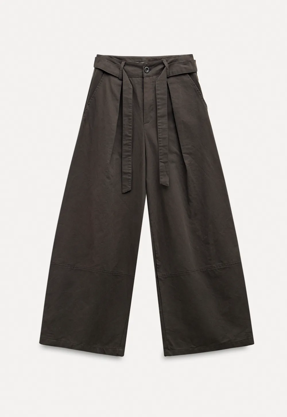 High-Waist Wide-Leg Pants with Tie Belt