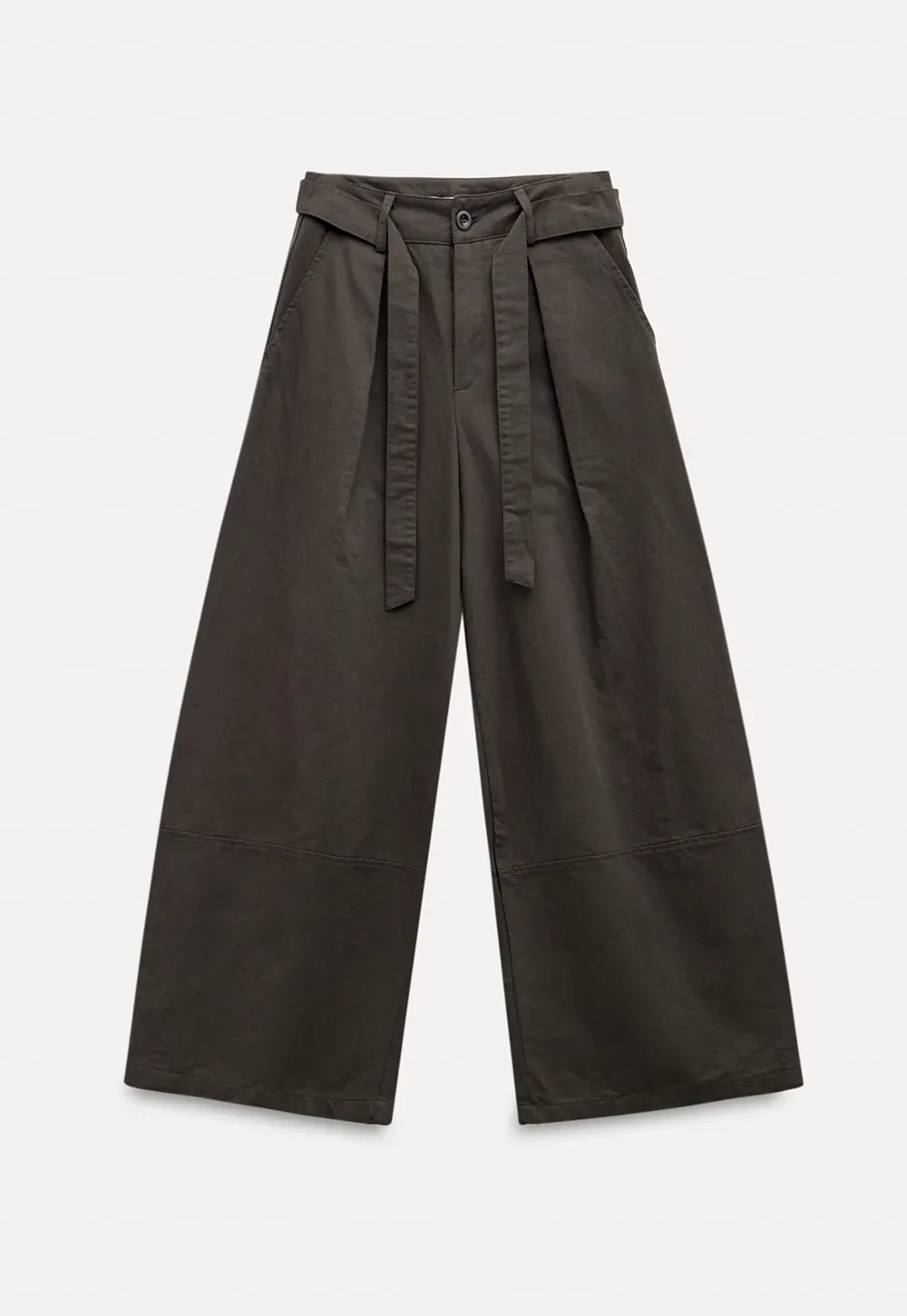 High-Waist Wide-Leg Pants with Tie Belt