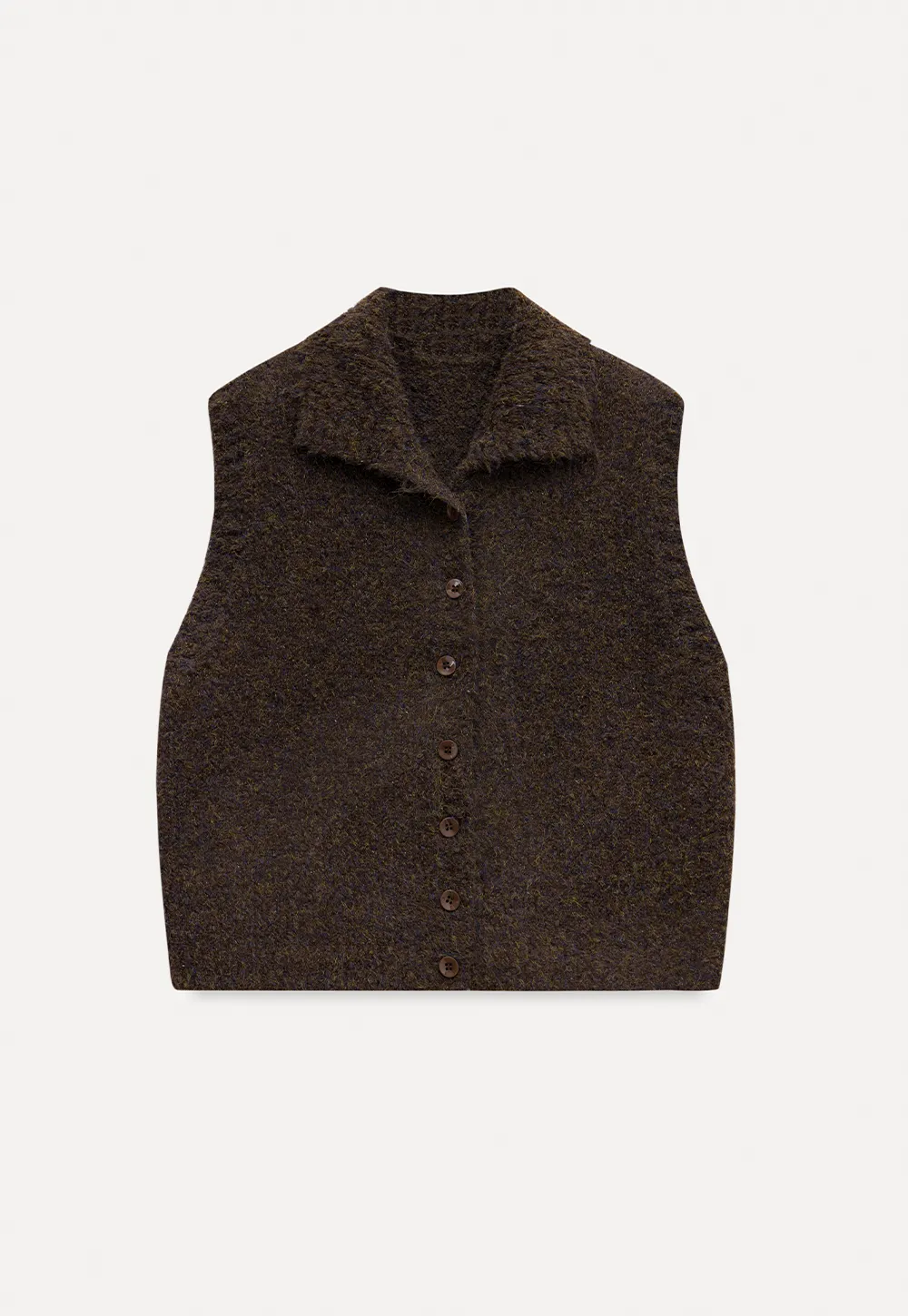 Button-Up Knit Vest with Collar