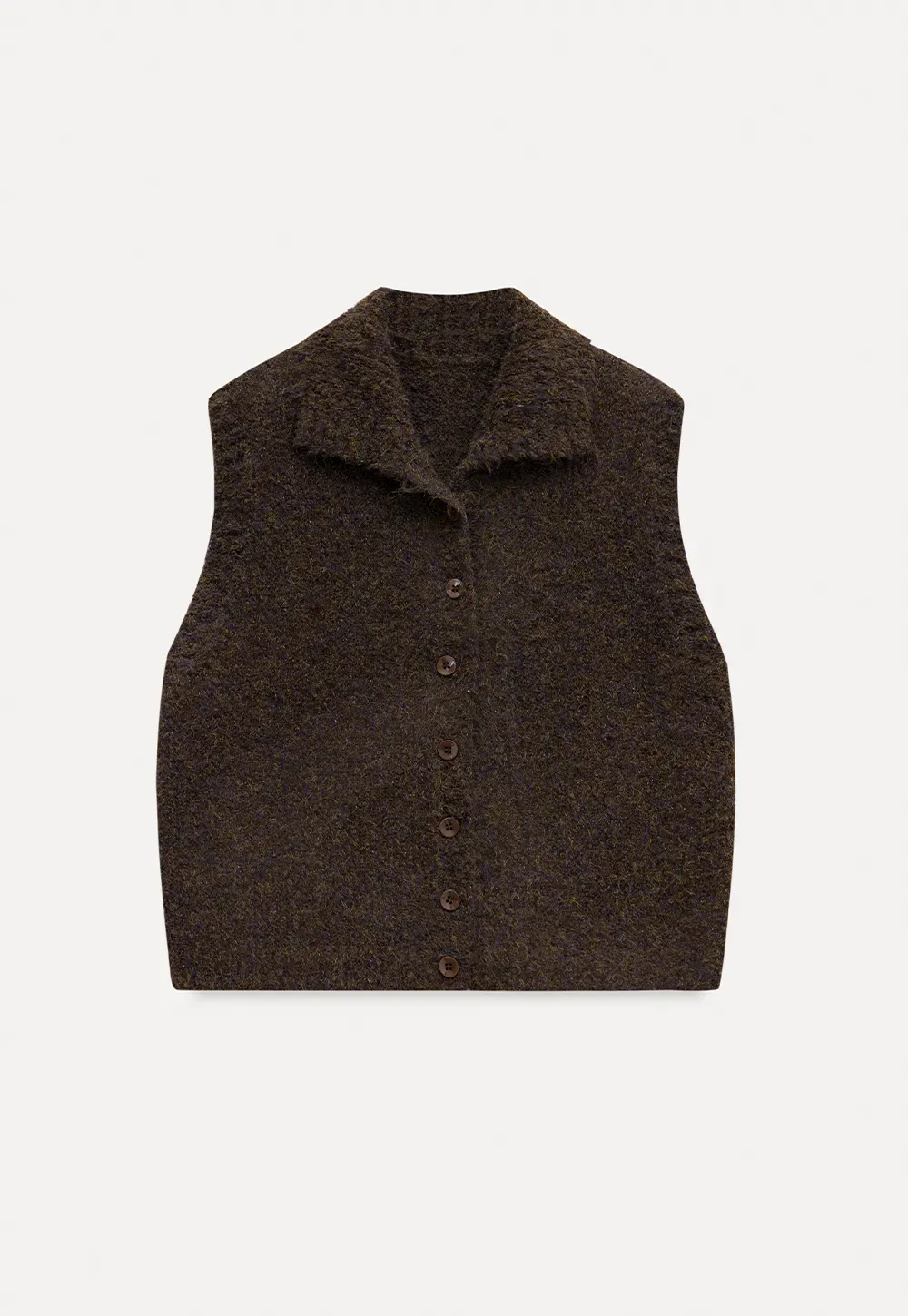Button-Up Knit Vest with Collar