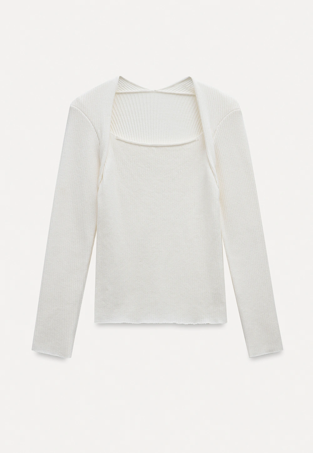 Women Square Neck Ribbed Knit Shrug Top