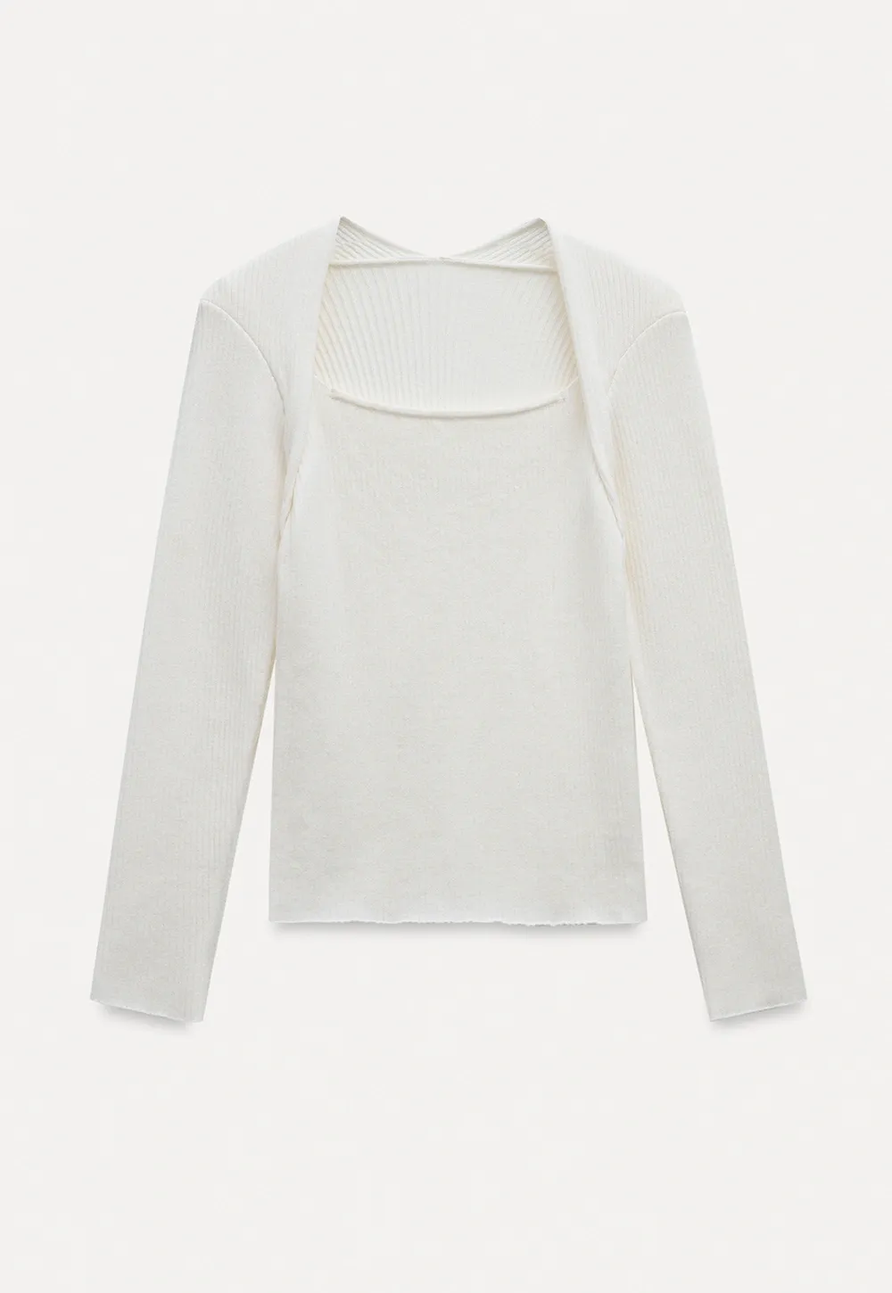 Women Square Neck Ribbed Knit Shrug Top