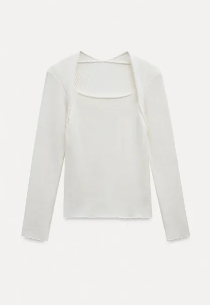 Women Square Neck Ribbed Knit Shrug Top