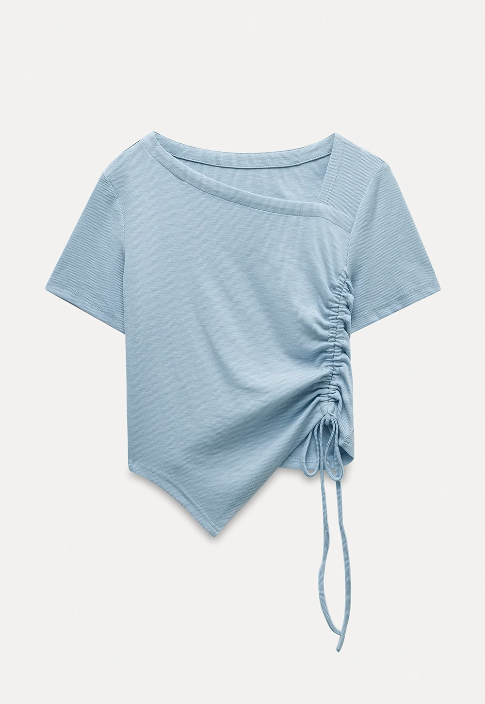 Asymmetrical Ruched Crop Top