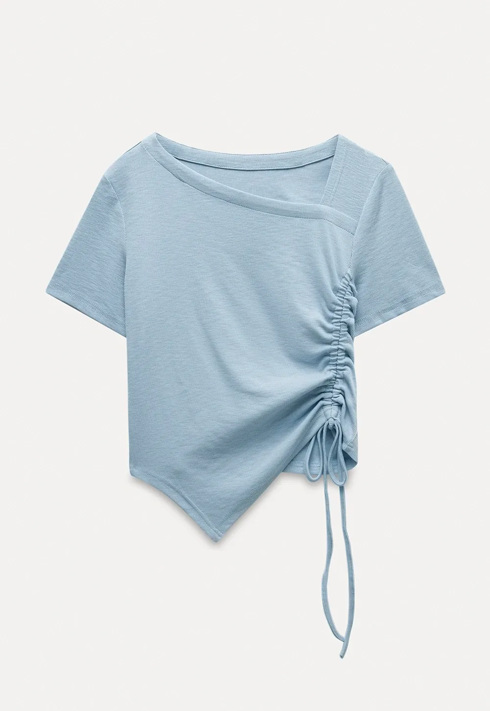 Asymmetrical Ruched Crop Top
