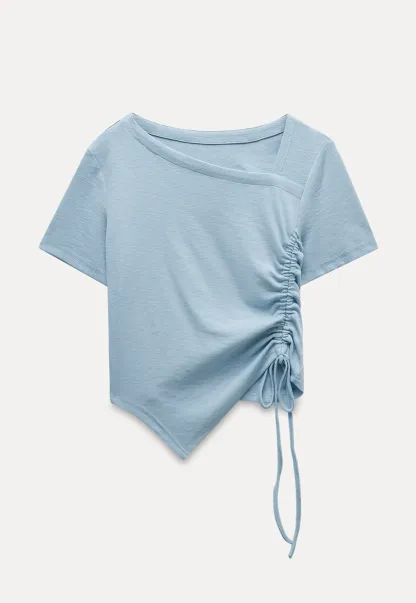 Asymmetrical Ruched Crop Top