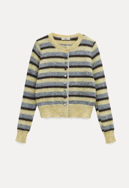 Vintage Striped Knit Cardigan for Women Casual
