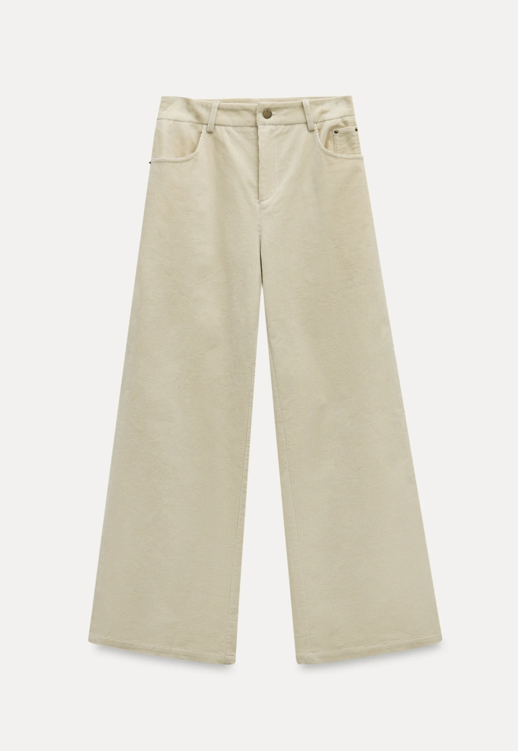 Women High Waist Corduroy Pants Wide Leg Casual