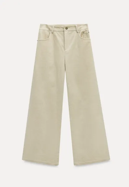 Women High Waist Corduroy Pants Wide Leg Casual