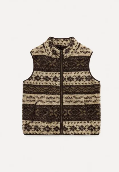 Vintage Fleece Vest Women Zip Up Sherpa Warm