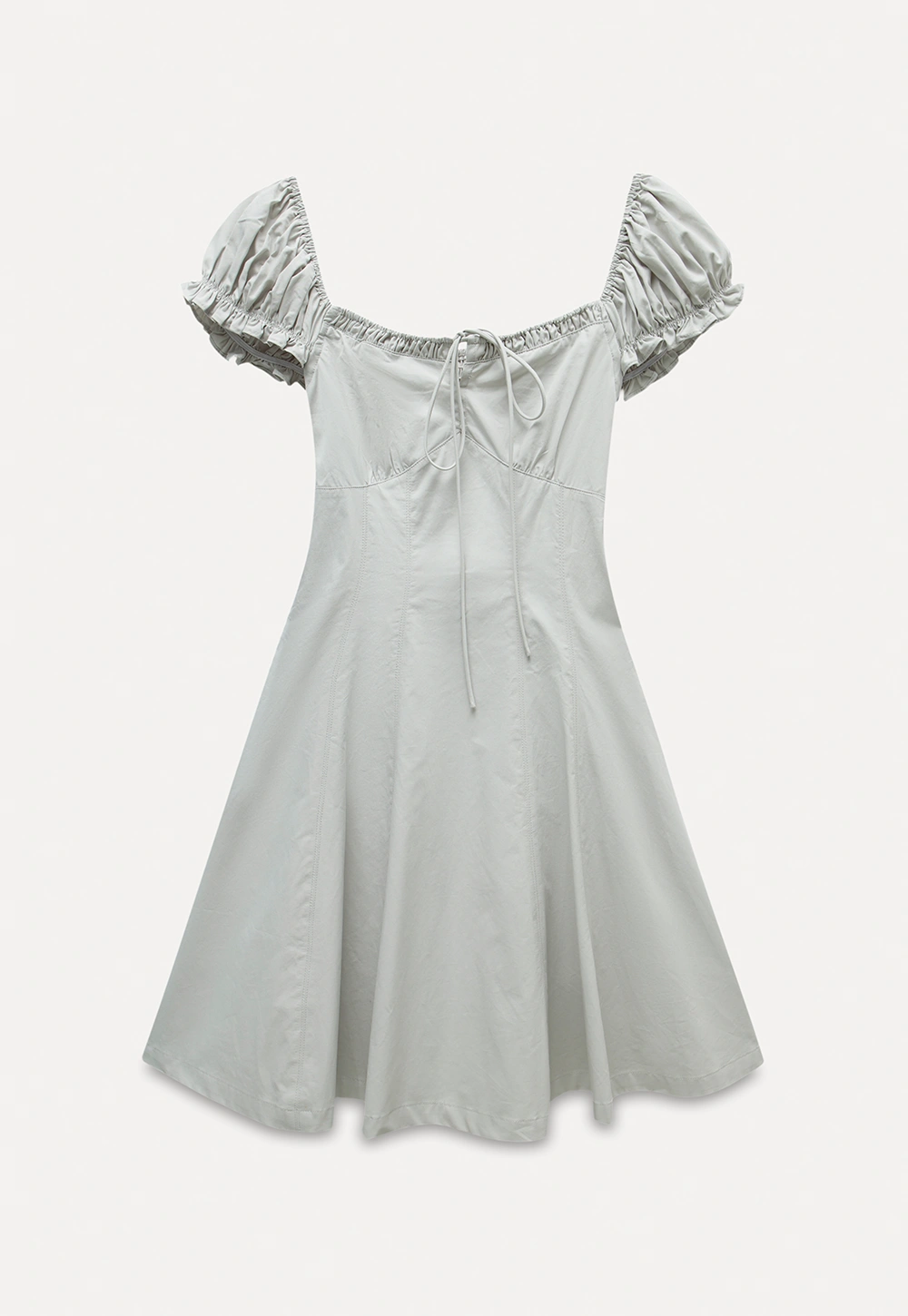 Off-Shoulder Puff Sleeve Dress with Tie