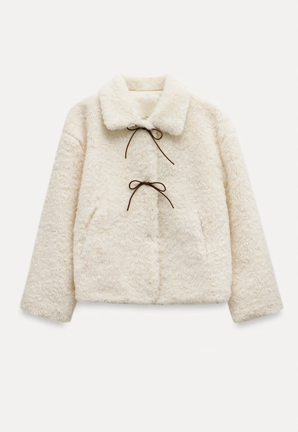 Womens Bow Tie Fleece Teddy Jacket