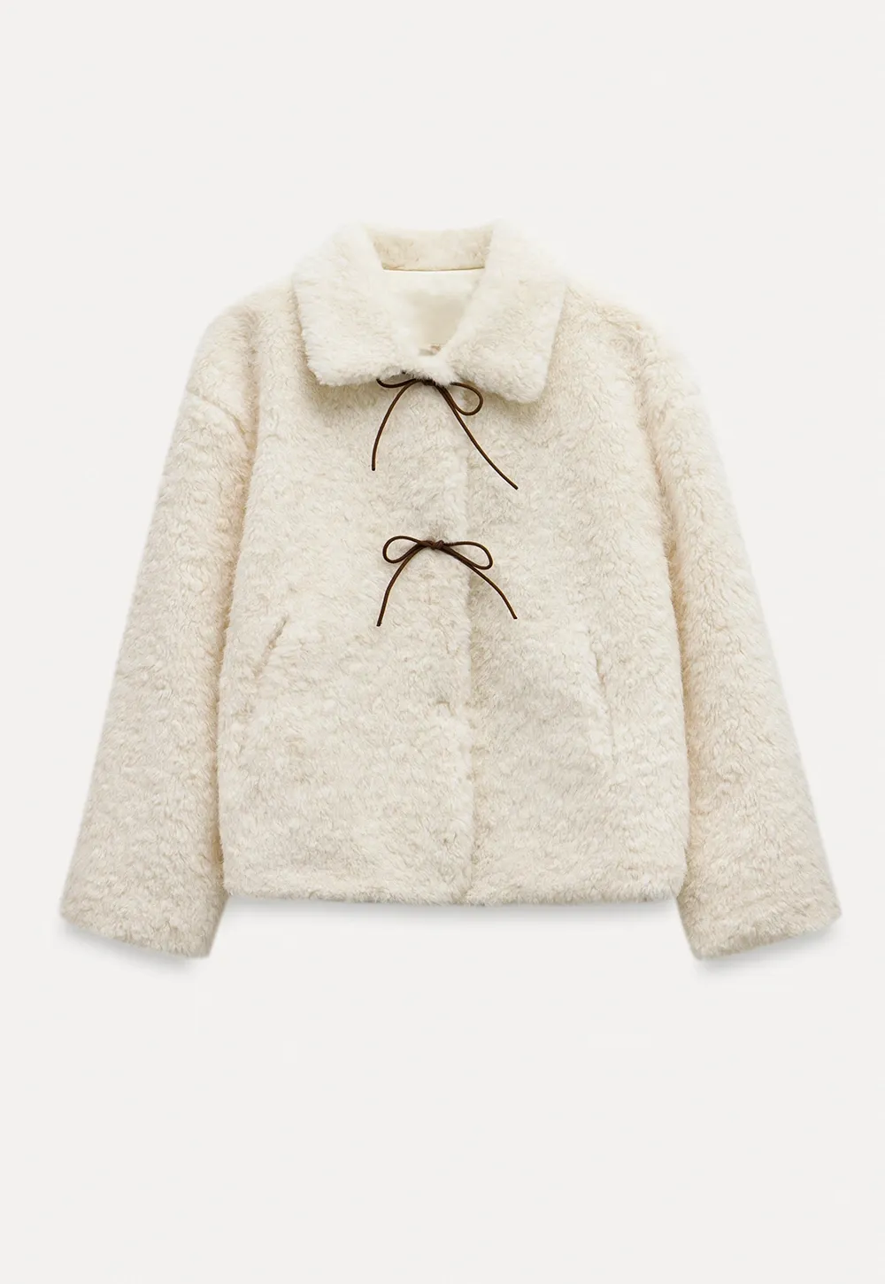 Womens Bow Tie Fleece Teddy Jacket