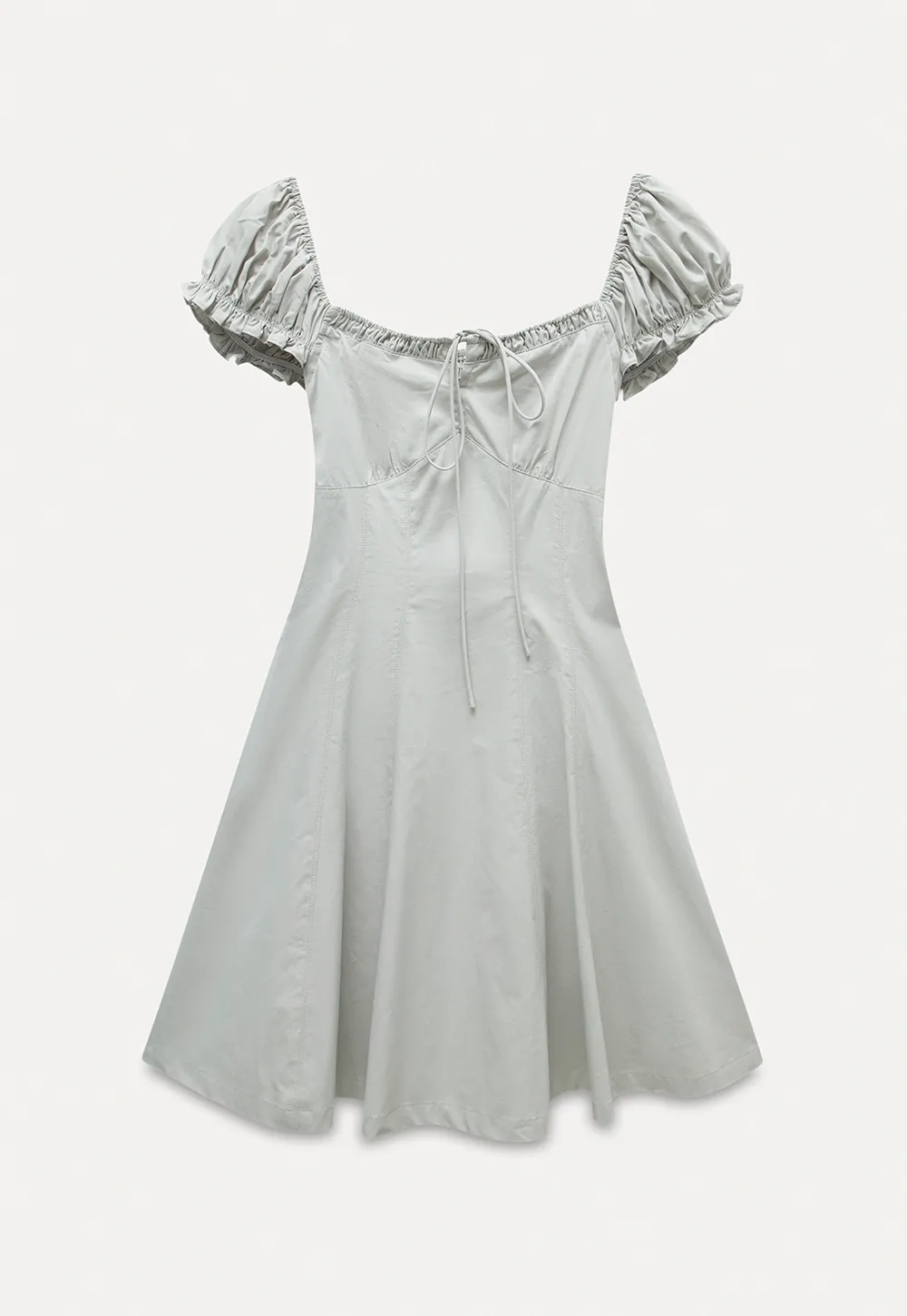 Off-Shoulder Puff Sleeve Dress with Tie