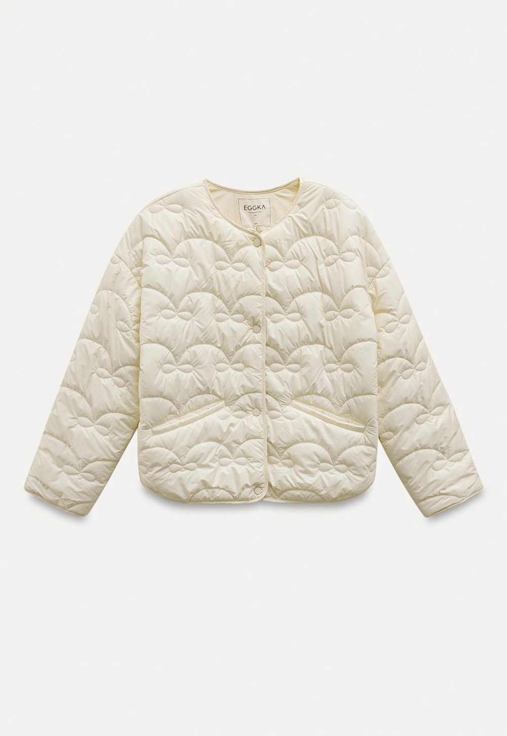 Round Neck Quilted Jacket Women Casual Outerwear