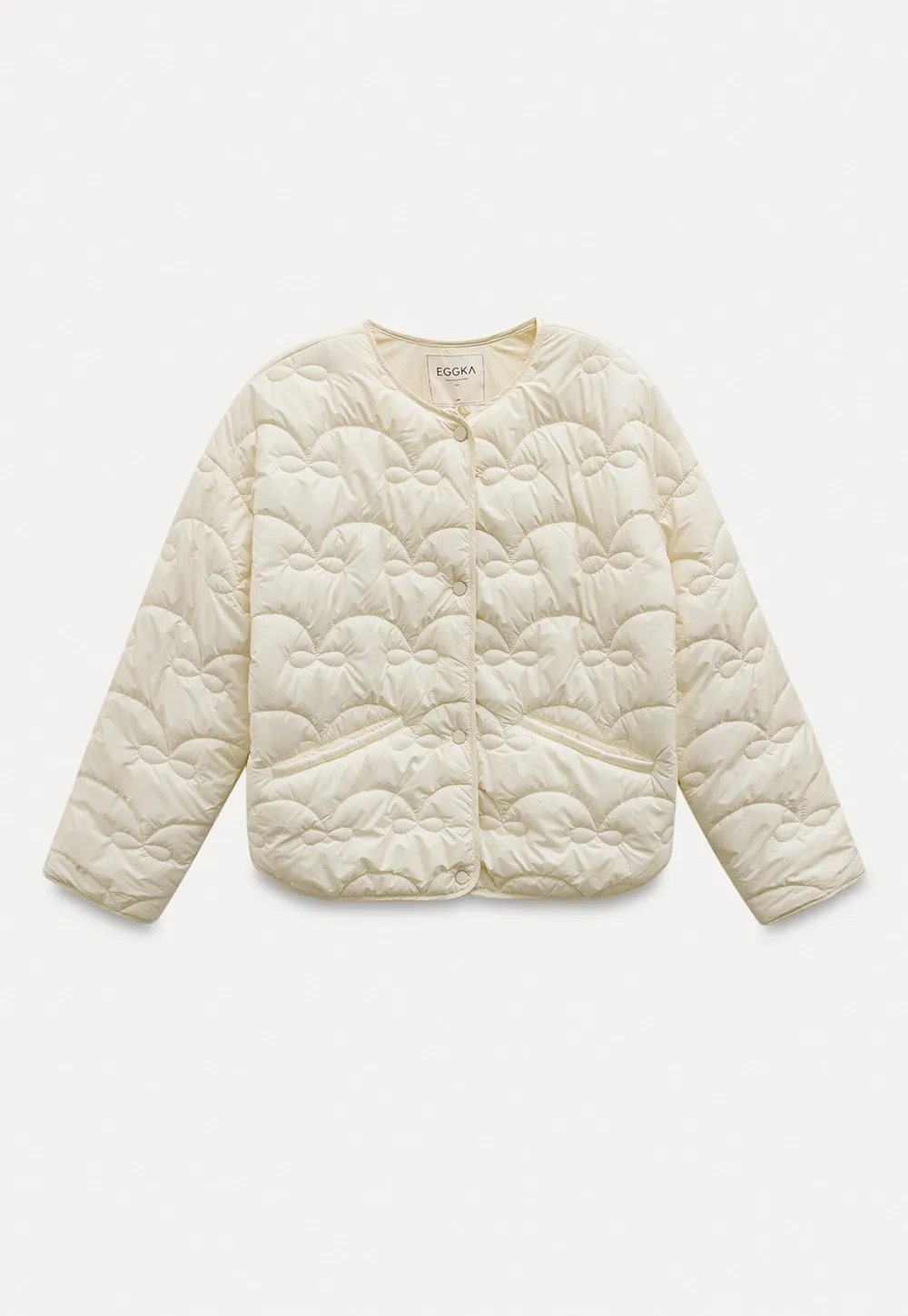 Round Neck Quilted Jacket Women Casual Outerwear