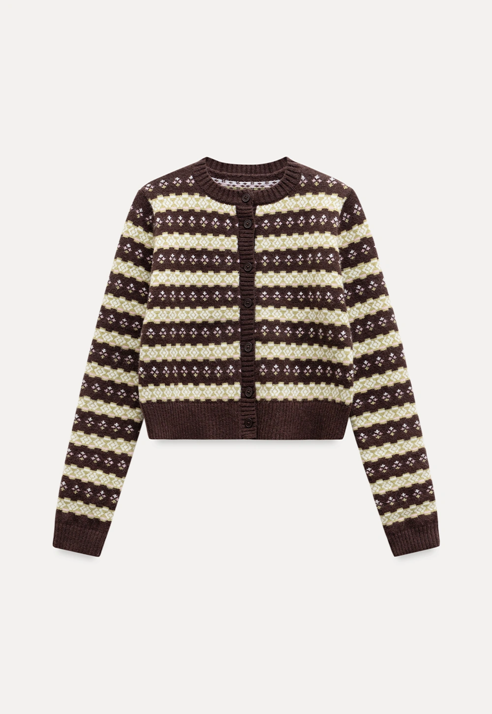 Women Warm Knit Cardigan Set Vintage Striped Style