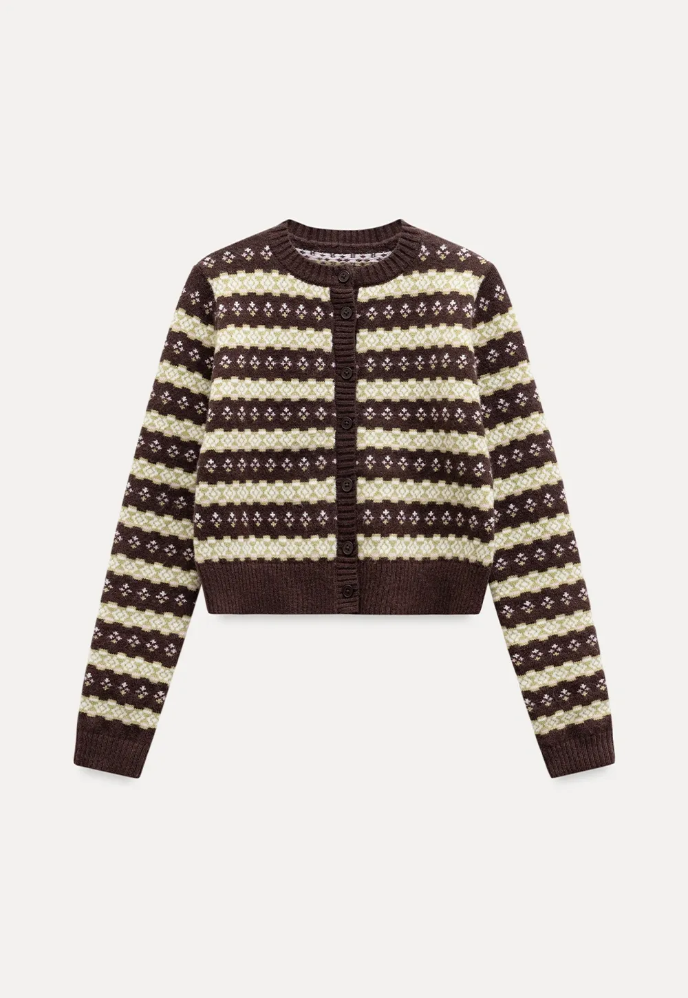 Women Warm Knit Cardigan Set Vintage Striped Style