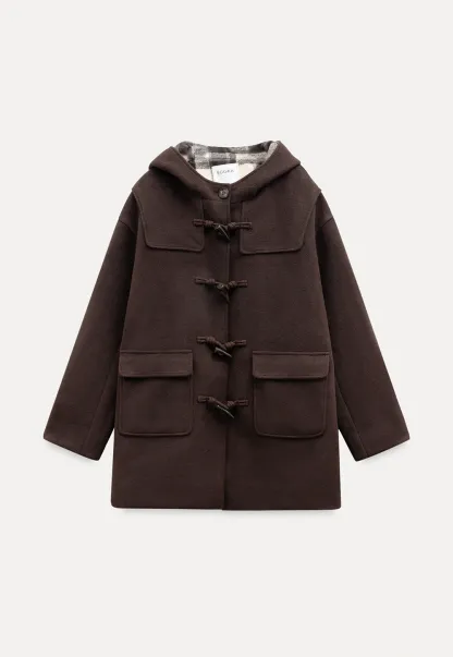 Women Winter Wool Coat Hooded Duffle Outerwear