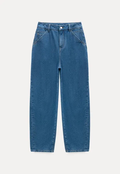 Vintage Blue Wide Leg Jeans Women Casual Style