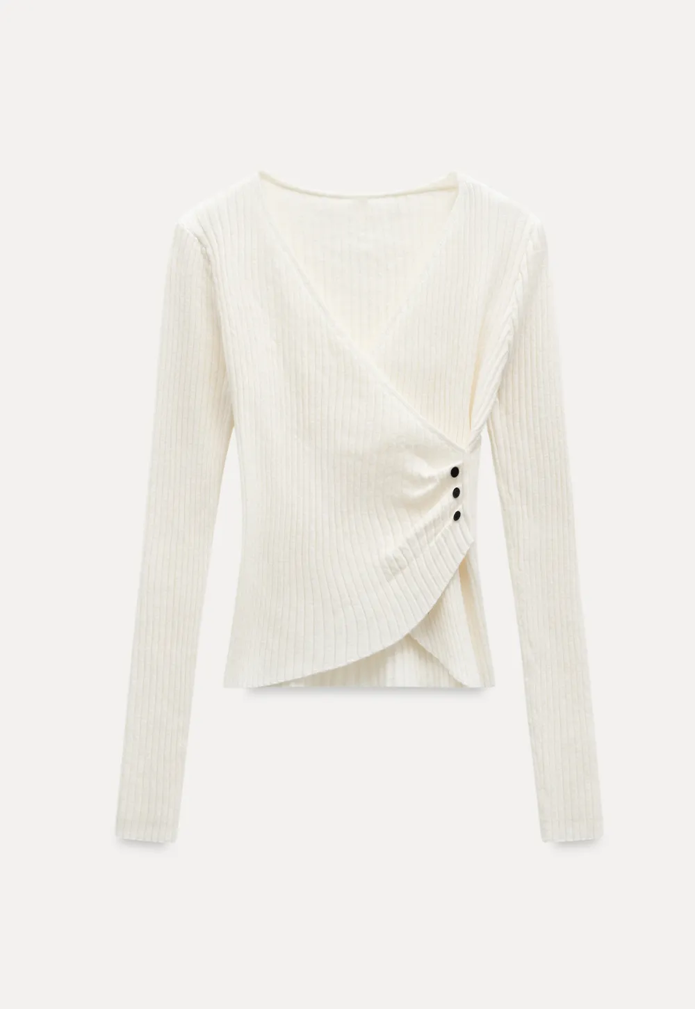 Ribbed Wrap Knit Top