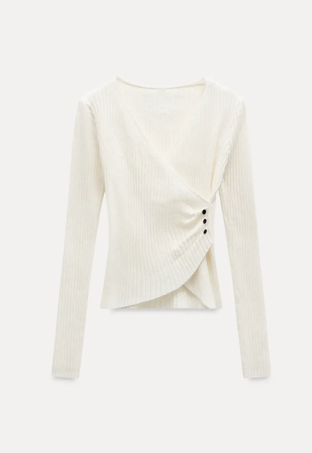 Ribbed Wrap Knit Top