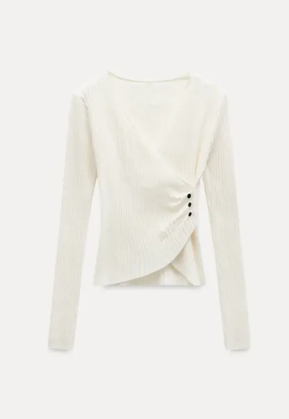 Ribbed Wrap Knit Top