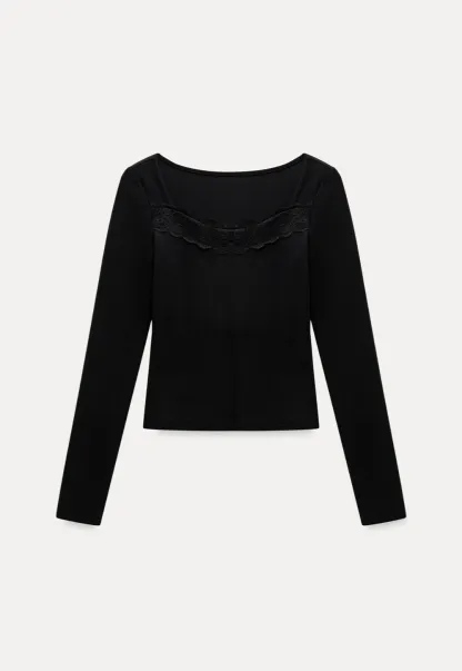 Women Square Neck Long Sleeve Tee