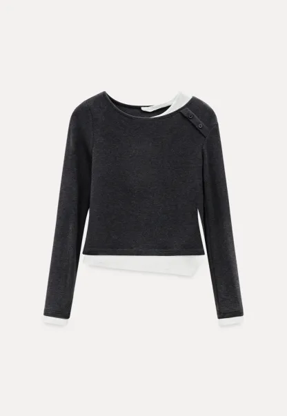 Women Long Sleeve Button Detail Top