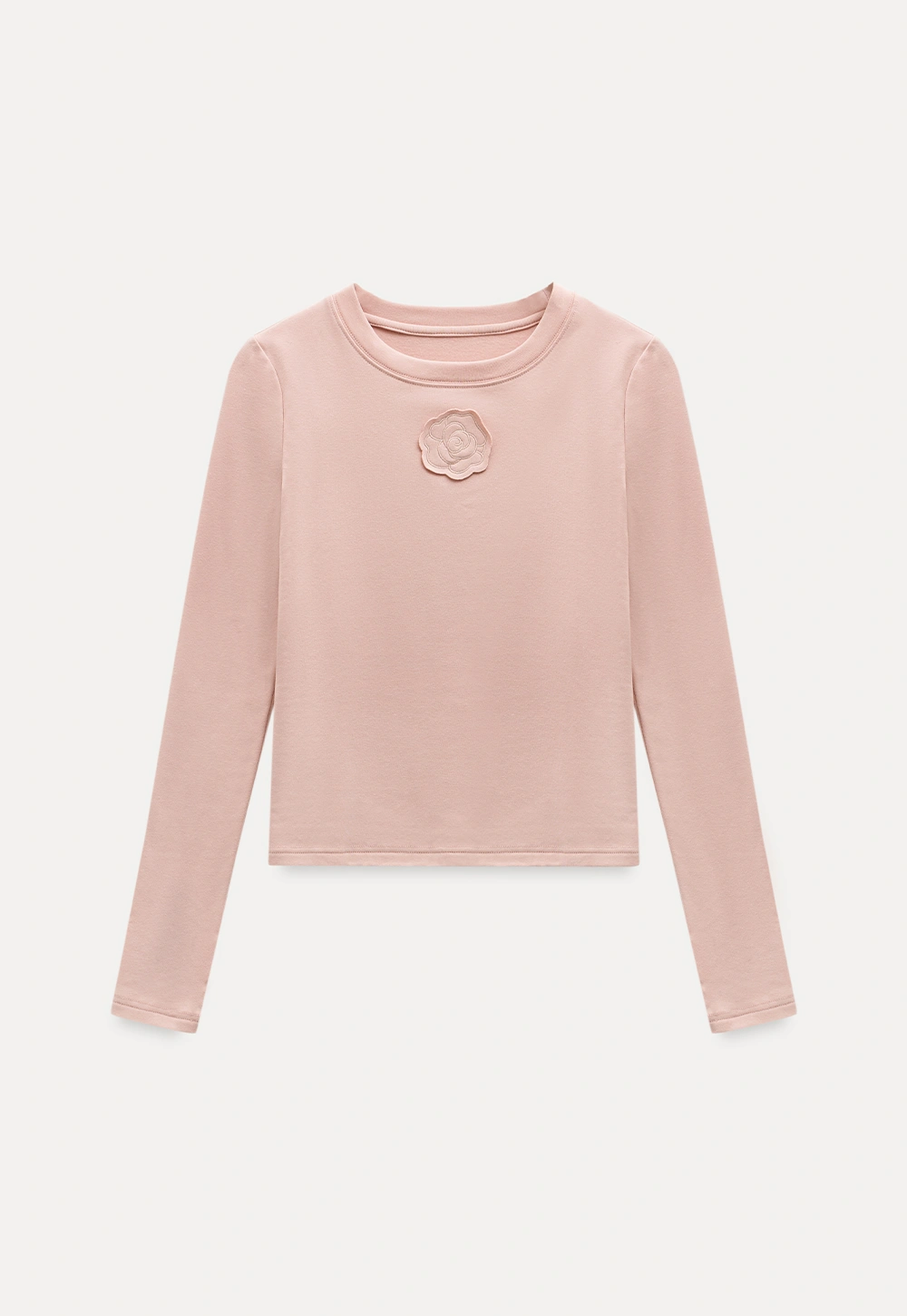 Women Long Sleeve Top with Flower Detail